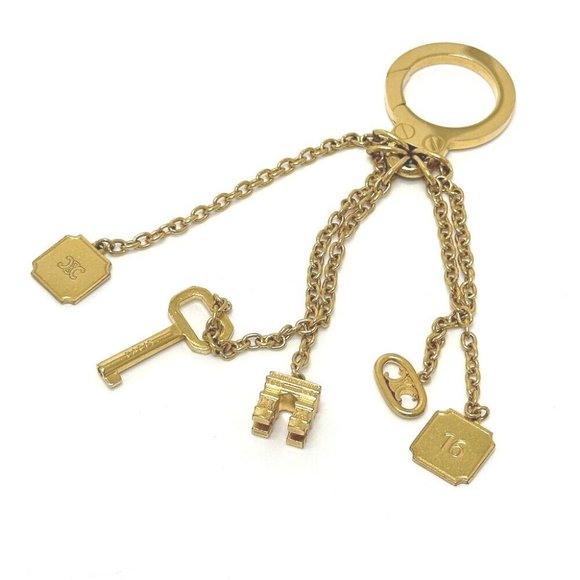 CELINE Handcuff motif Triomphe charm Key Holder Gold Plated Gold - Picture 1 of 8